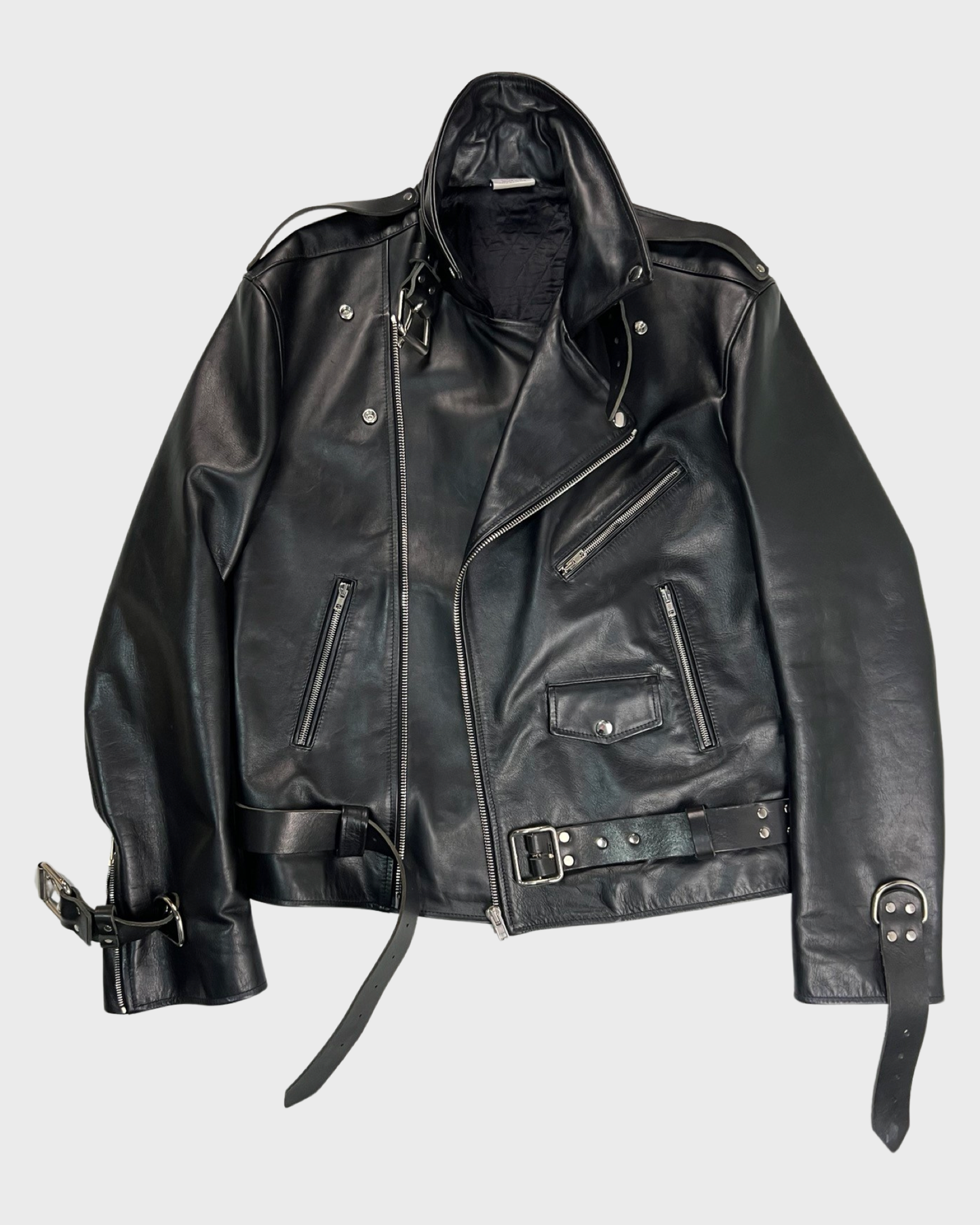 Vetements AW19 runway bondage Black Leather Jacket SZ:S