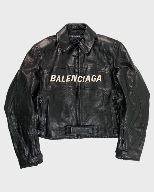 Balenciaga AW20 Buffalo leather runway moto biker jacket SZ:46