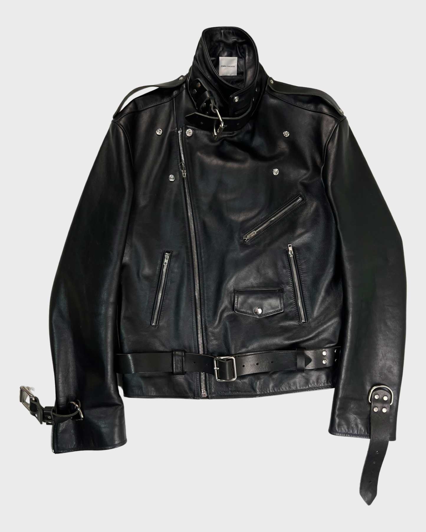 Vetements AW19 runway bondage Black Leather Jacket SZ:S