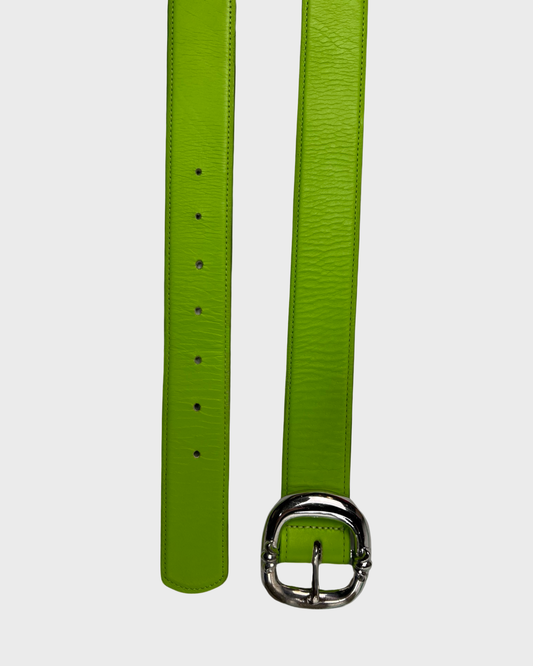 Chrome Hearts Kermit Frog Lime Green Leather Gunslinger Belt SZ:34