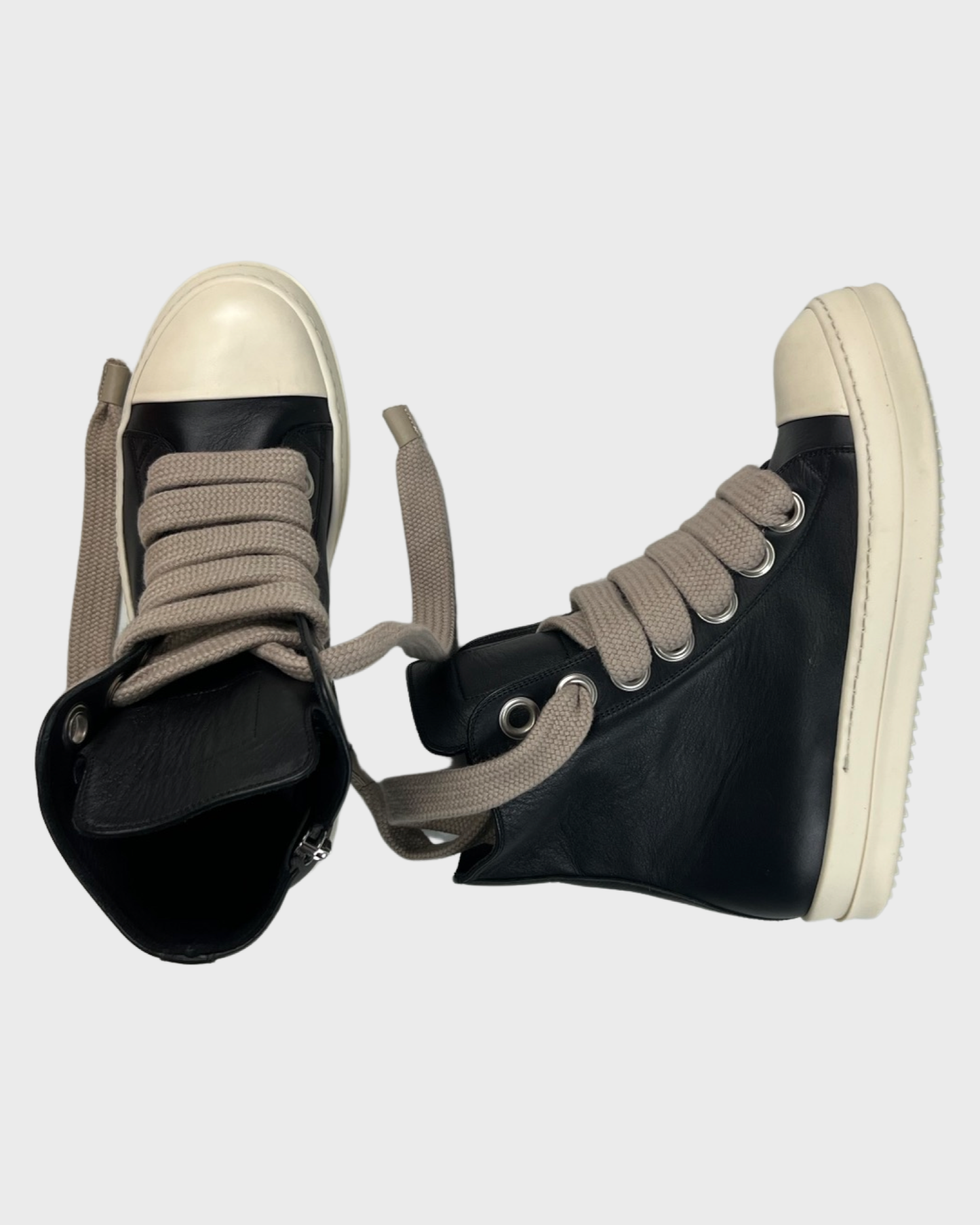 Rick Owens SS23 EDFU collection jumbo laces Ramones High Sneaker in black SZ:41