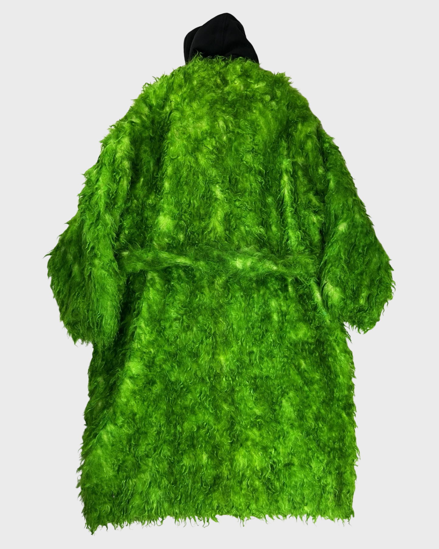 Balenciaga AW22 lost tape runway green faux fur furry Grinch Coat SZ:1