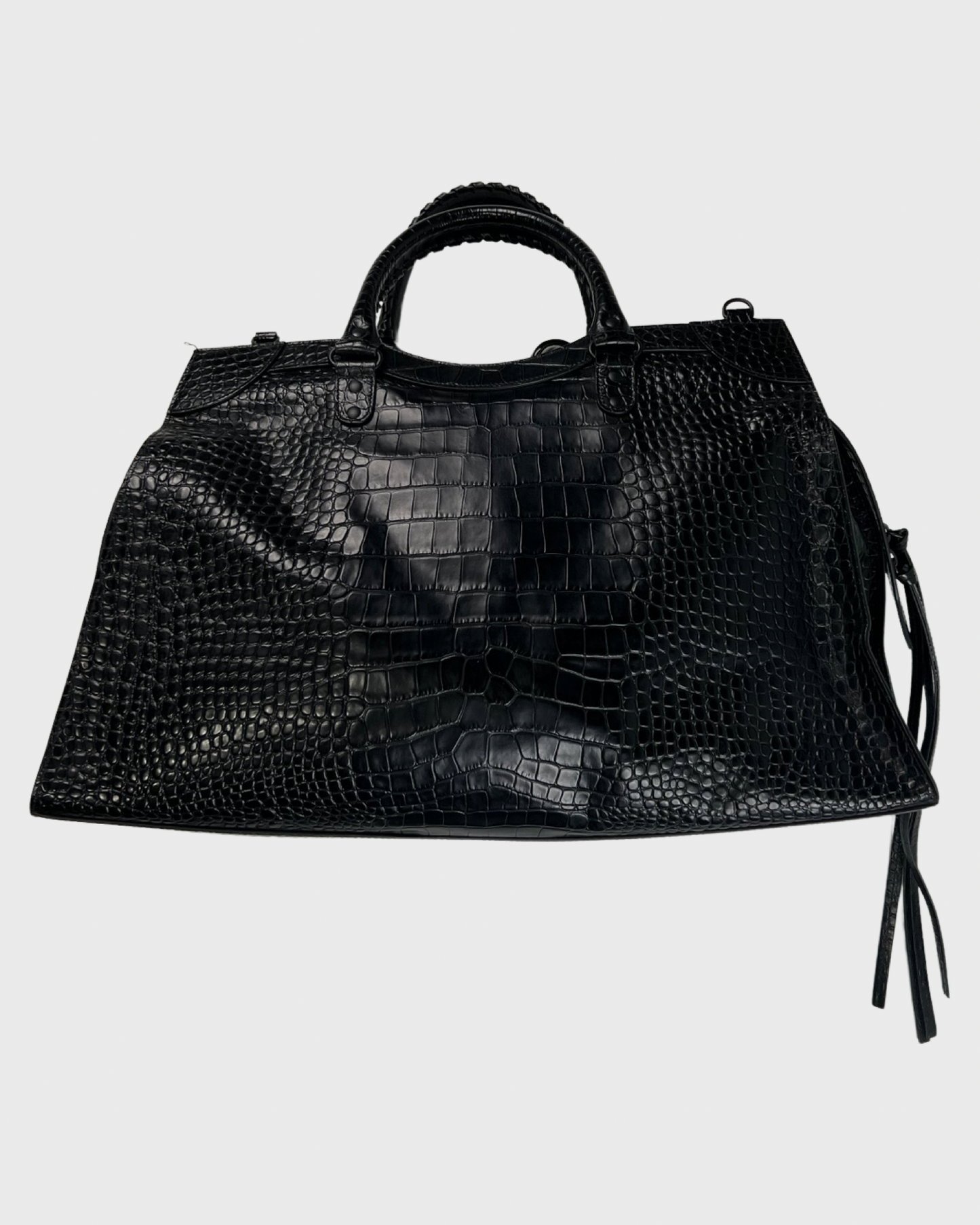 Balenciaga large travel neo classic city bag embossed croc pattern SZ:OS
