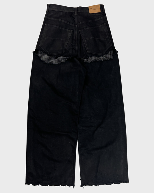 Balenciaga AW21 shredded torn Ripped destroyed  Jeans in black SZ:S