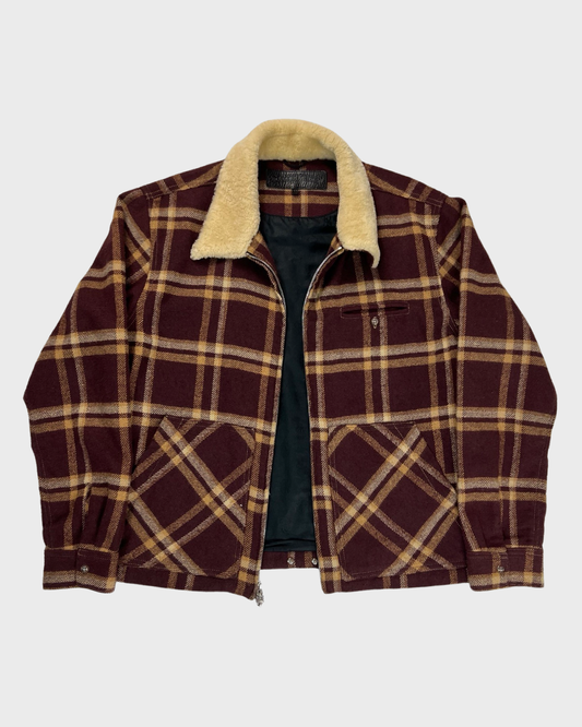 Chrome Hearts workdog Shearling collar plaid flannel Jacket SZ:M