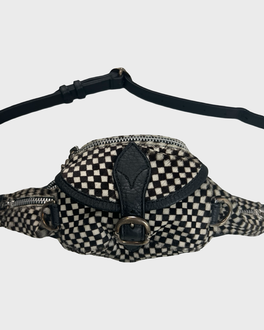 Chrome Hearts Checkered ponyhair Satchel snat Bag SZ:OS