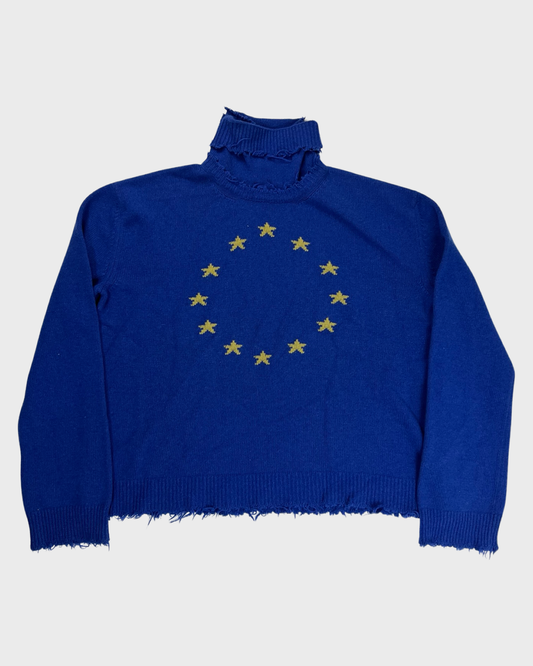 Vetements AW17 Europa EU distressed turtle neck wool Sweater SZ:XS