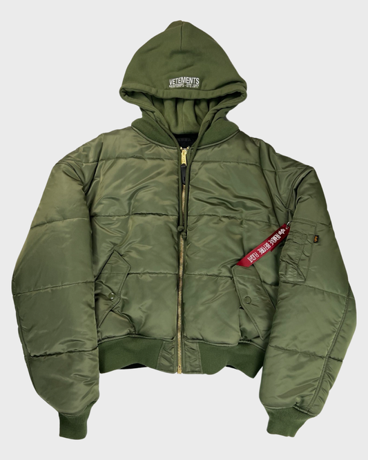 Vetements SS17 Green/Black Reversible flag Bomber jacket SZ:S