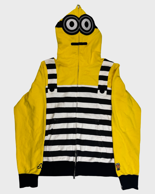 Bape x Minions Hoodie striped zip up hoodie SZ:L