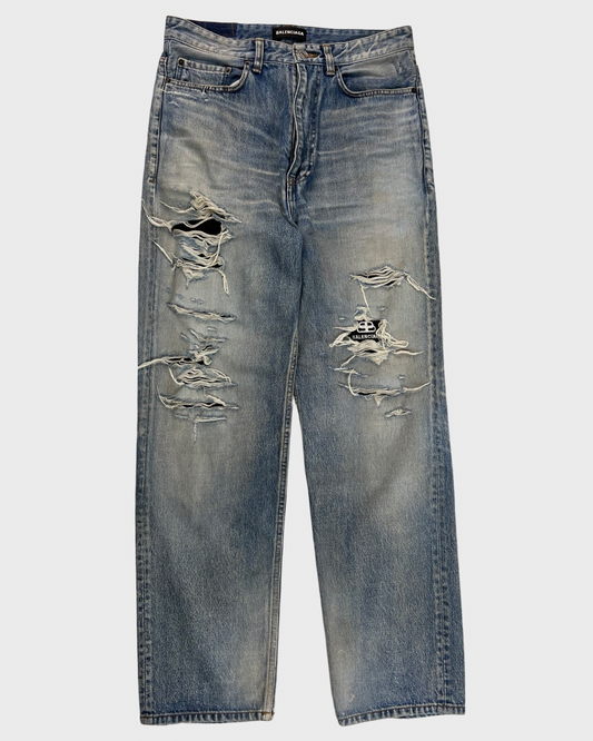Balenciaga AW20 Double Layered Ripped Jeans SZ:W32