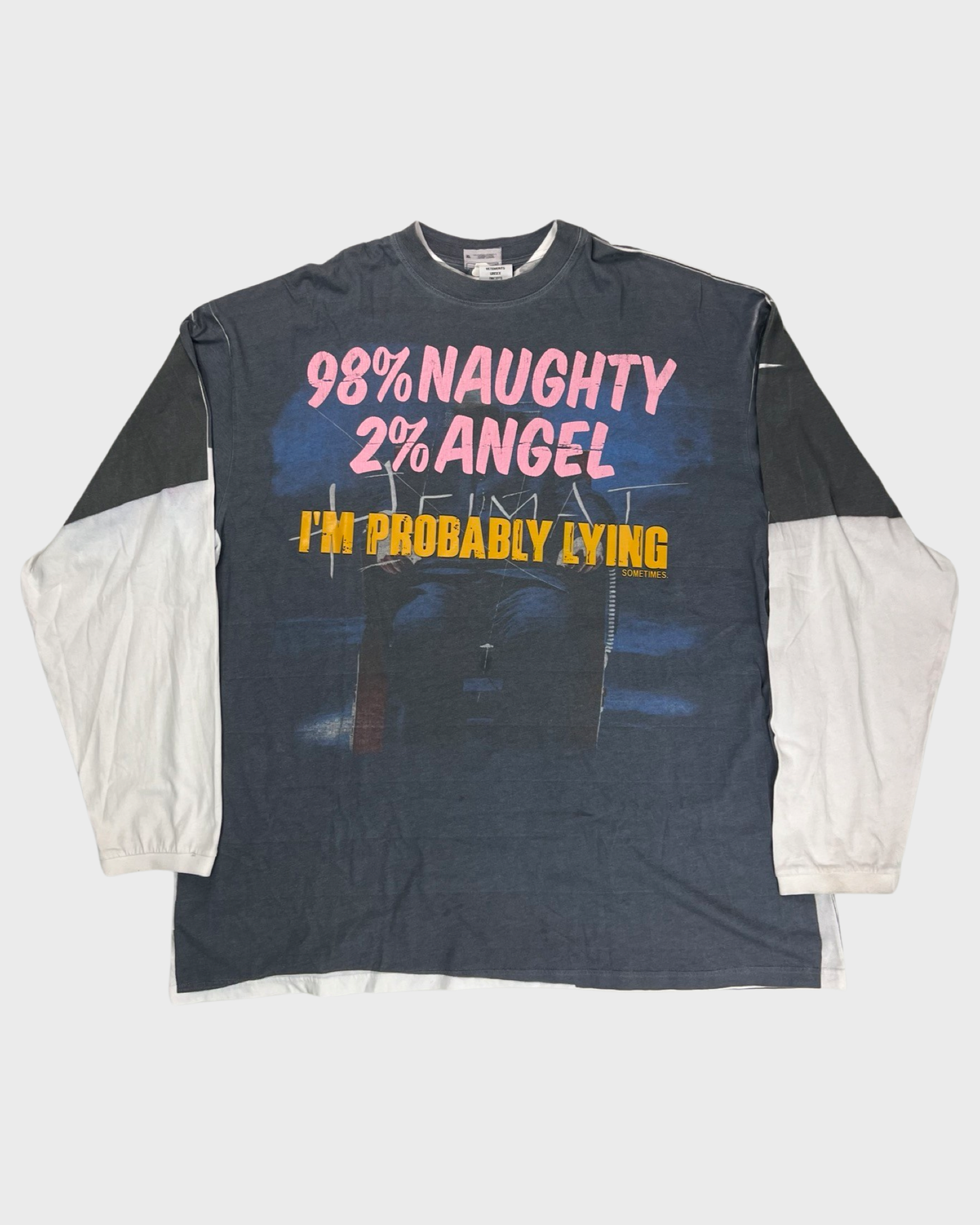 VETEMENTS AW18 NAUGHTY/ANGEL trompe loeil longsleeve tee SZ:S