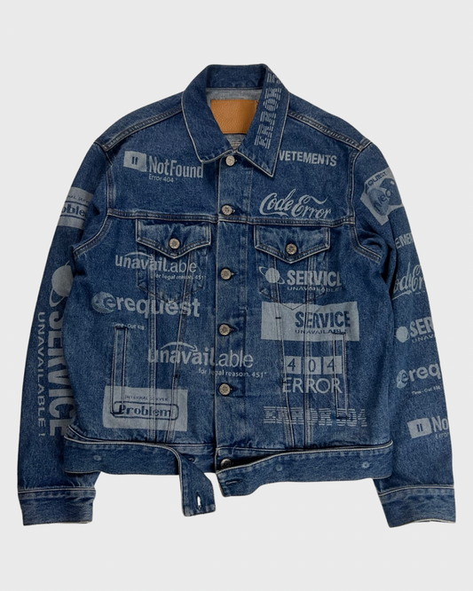 Vetements AW19 Error 404 clusterfuck denim Jacket SZ:S