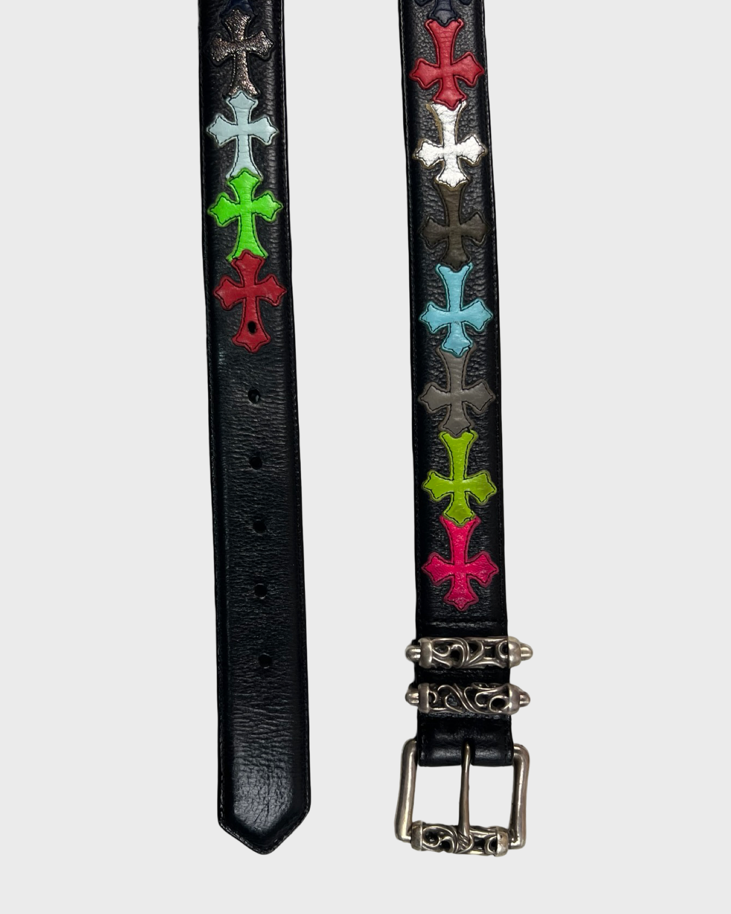 Chrome Hearts multicolor cross patches roller Belt SZ:34