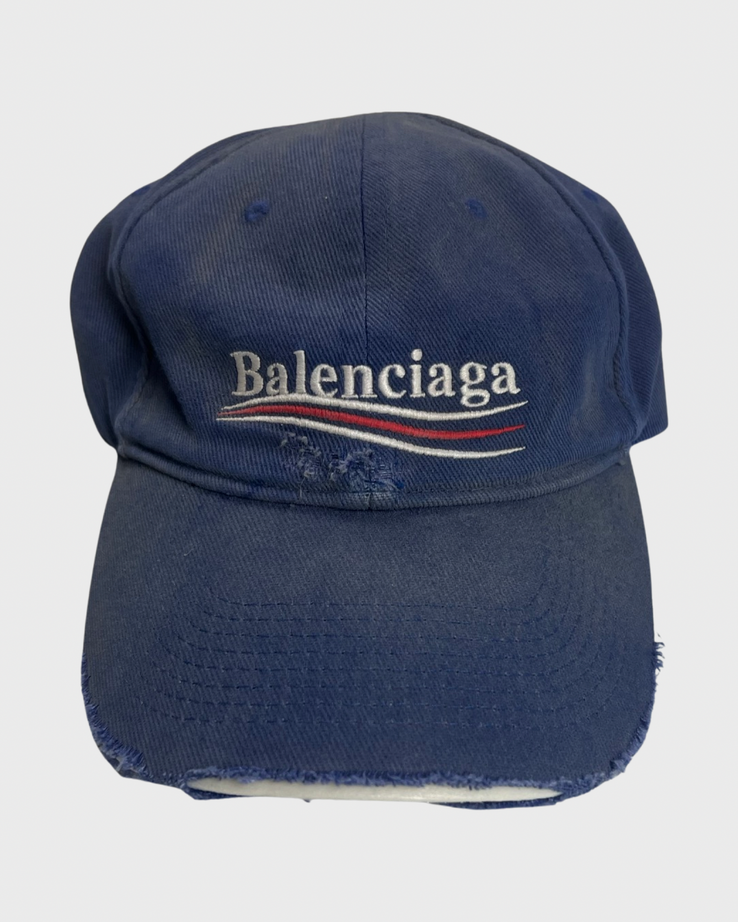 Balenciaga distressed campaign logo cap Hat blue SZ:L