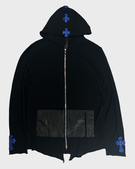 Chrome Hearts 1of1 cashmere Zip-Up Hoodie with Blue Cross Patches SZ:L