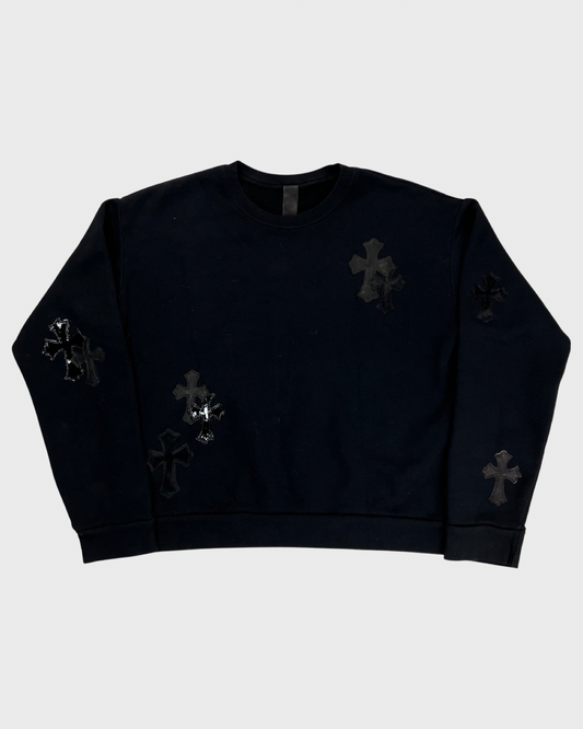Chrome Hearts Sweater with black cross patches in Black SZ:S