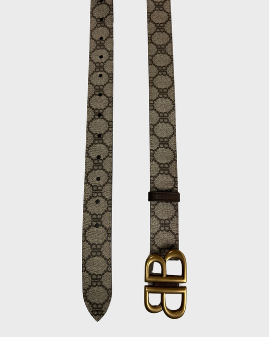 Balenciaga X gucci SS23 clone collection runway BB monogram canvas belt Belt SZ:85