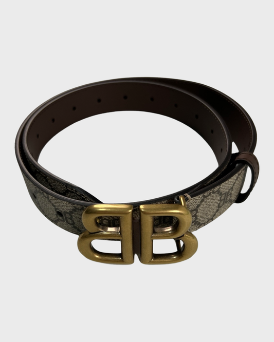 Balenciaga X gucci SS23 clone collection runway BB monogram canvas belt Belt SZ:85