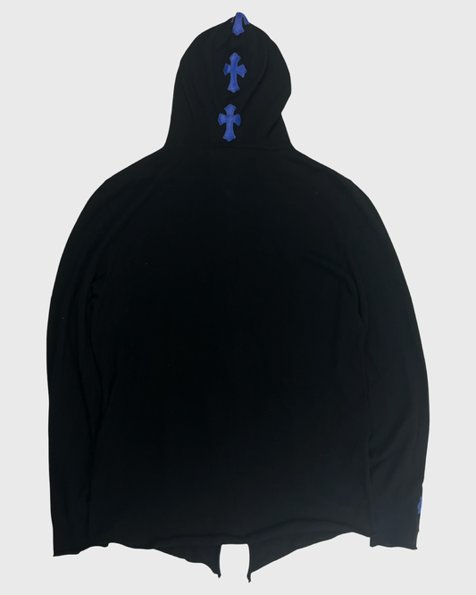 Chrome Hearts 1of1 cashmere Zip-Up Hoodie with Blue Cross Patches SZ:L