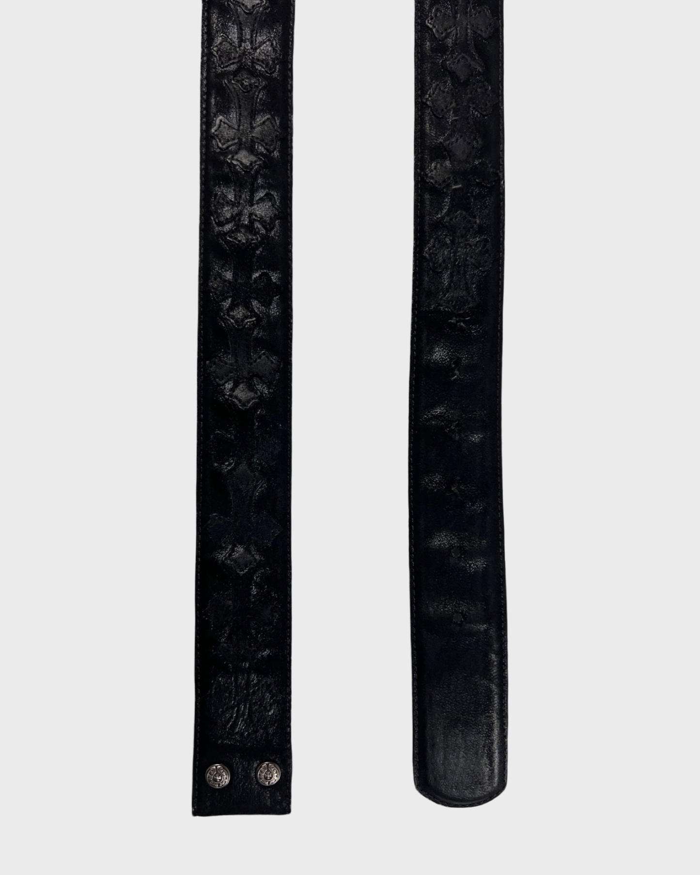 Chrome Hearts Black suede cross patched Belt strap SZ:36