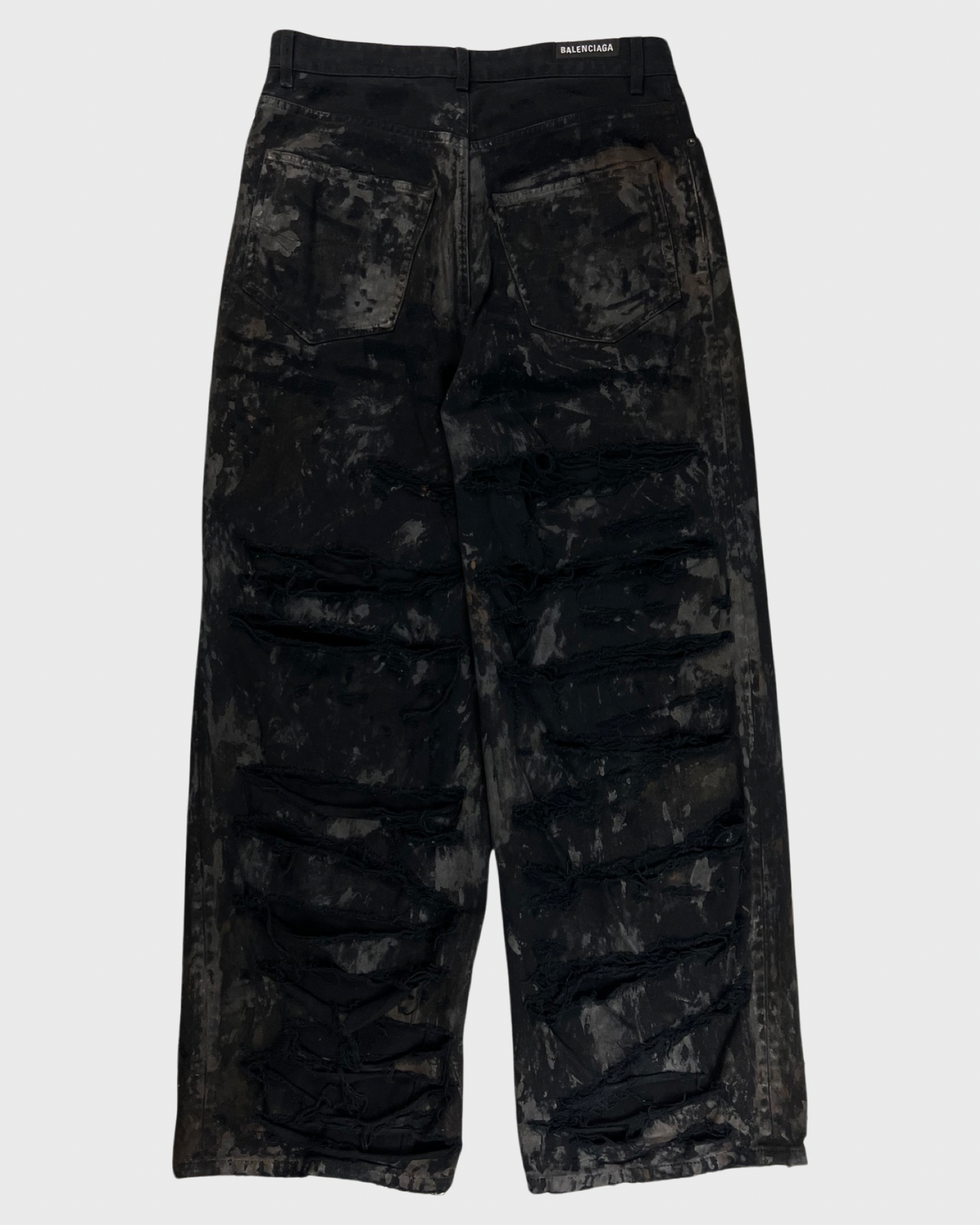 Balenciaga SS23 mudshow super destroyed soft japanese denim black Jeans SZ:M