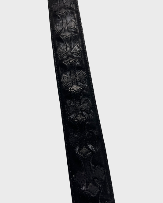 Chrome Hearts Black suede cross patched Belt strap SZ:36