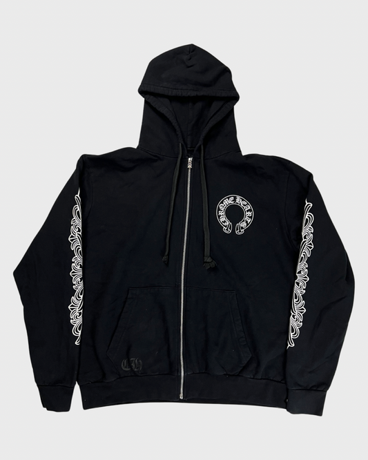 Chrome Hearts CLASSIC FLORAL HORSESHOE ZIP UP Hoodie SZ:L