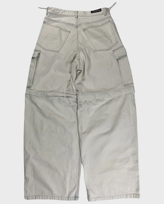 Balenciaga AW21 denim zipable baggy cargo pants in white SZ:W28|29|30|31|32|32|33|34|36
