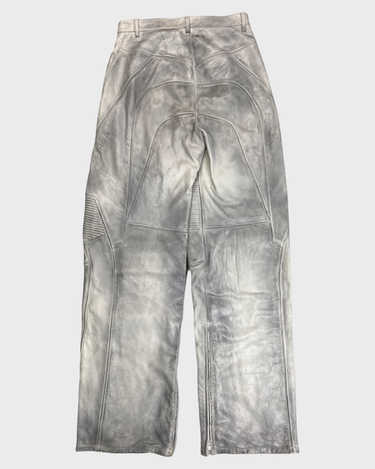 Balenciaga SS23 mudshow Moto leather Pants White SZ:XS