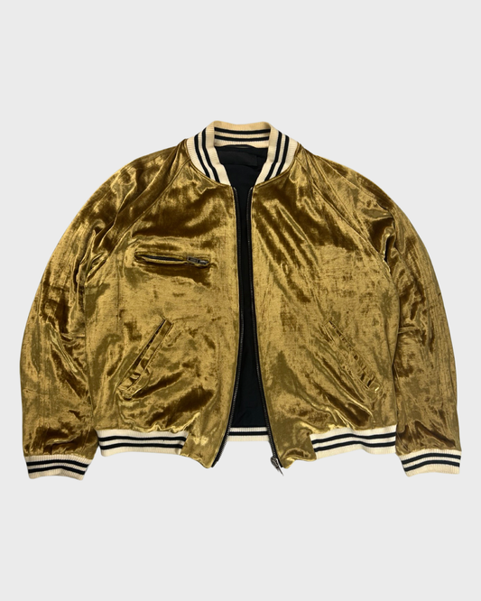 Haider Ackermann SS15 champagne Gold velvet bomber Jacket SZ:XS