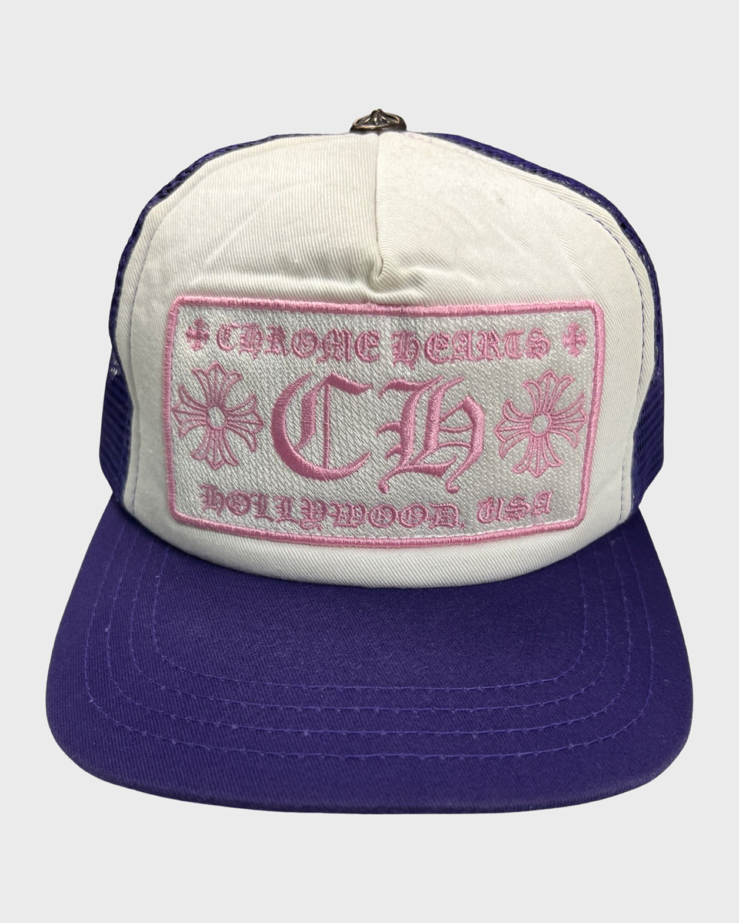 Chrome Hearts Purple/ White pink Logo Trucker hat SZ:OS