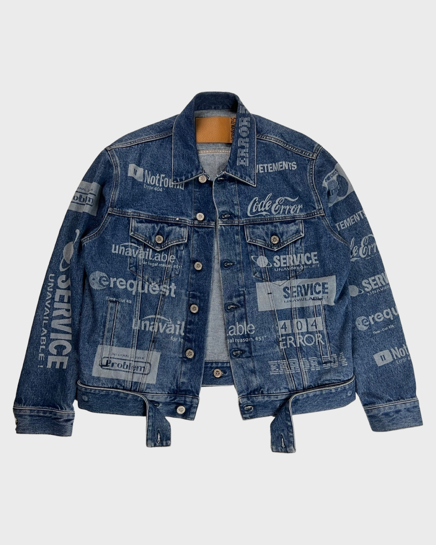 Vetements AW19 Error 404 clusterfuck denim Jacket SZ:S