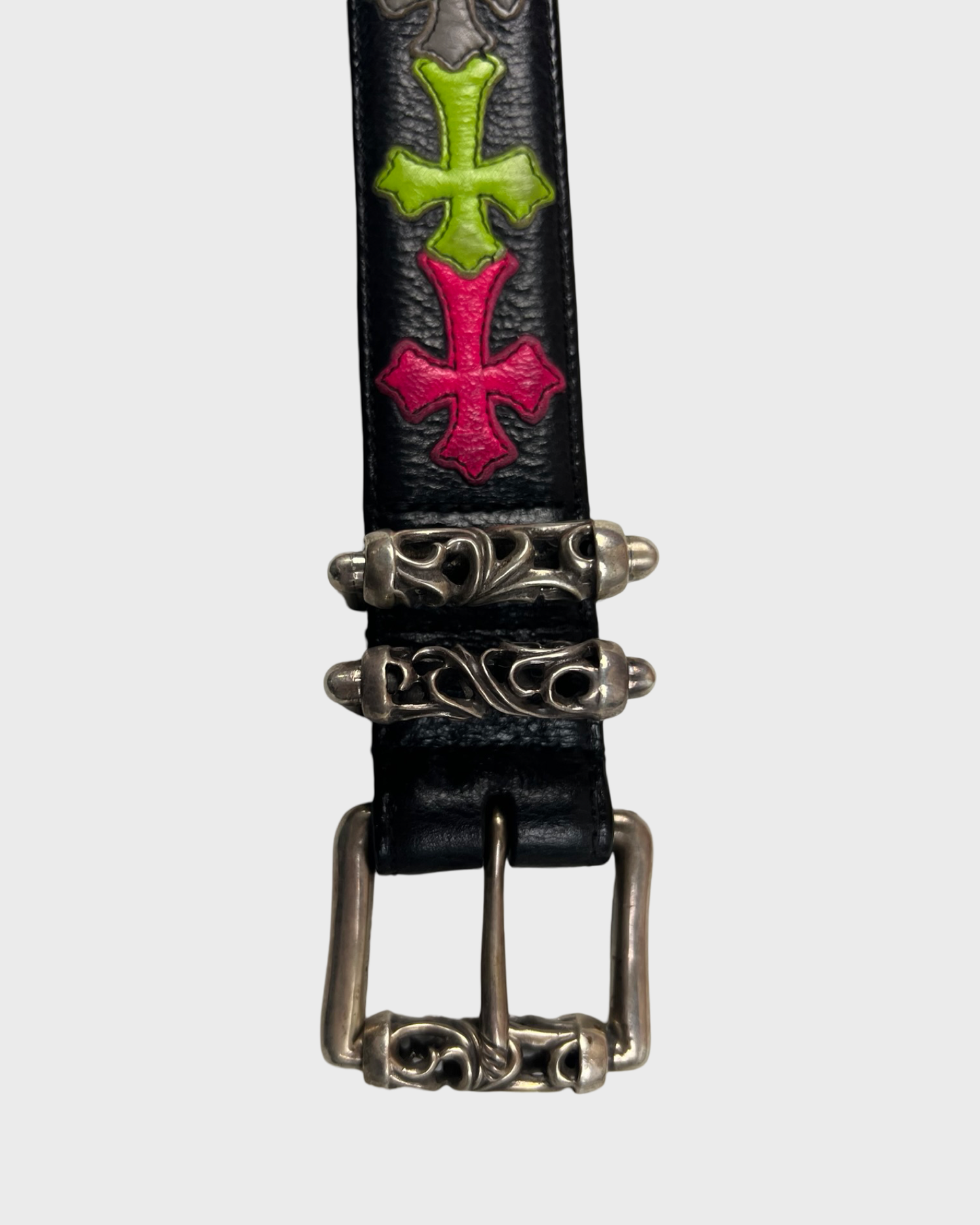 Chrome Hearts multicolor cross patches roller Belt SZ:34