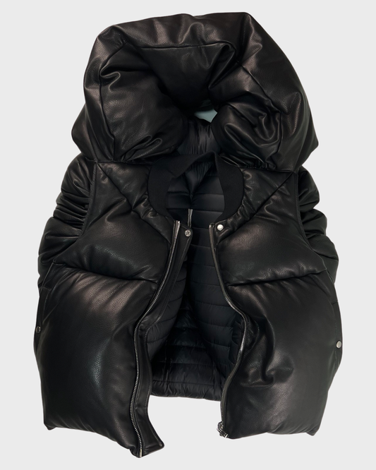 Rick Owens AW22 strobe knot leather vest Jacket in black SZ:48