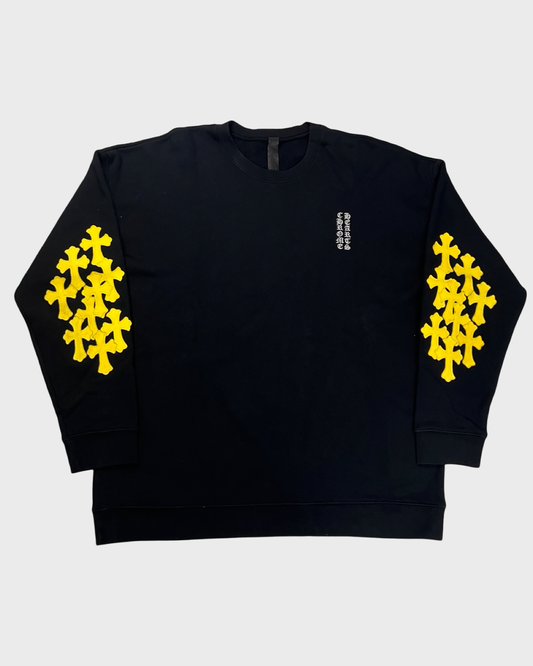 Chrome Hearts 1OF1 VIP SPECIAL ORDER Yellow Cross patched sweater SZ:M