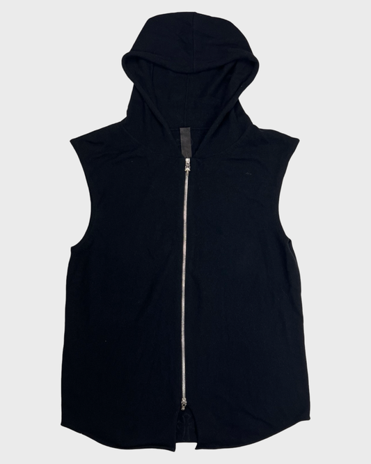 Chrome hearts cashmere cross patched sleeveless hooded zip up sweatshirt hoodie vest SZ:M
