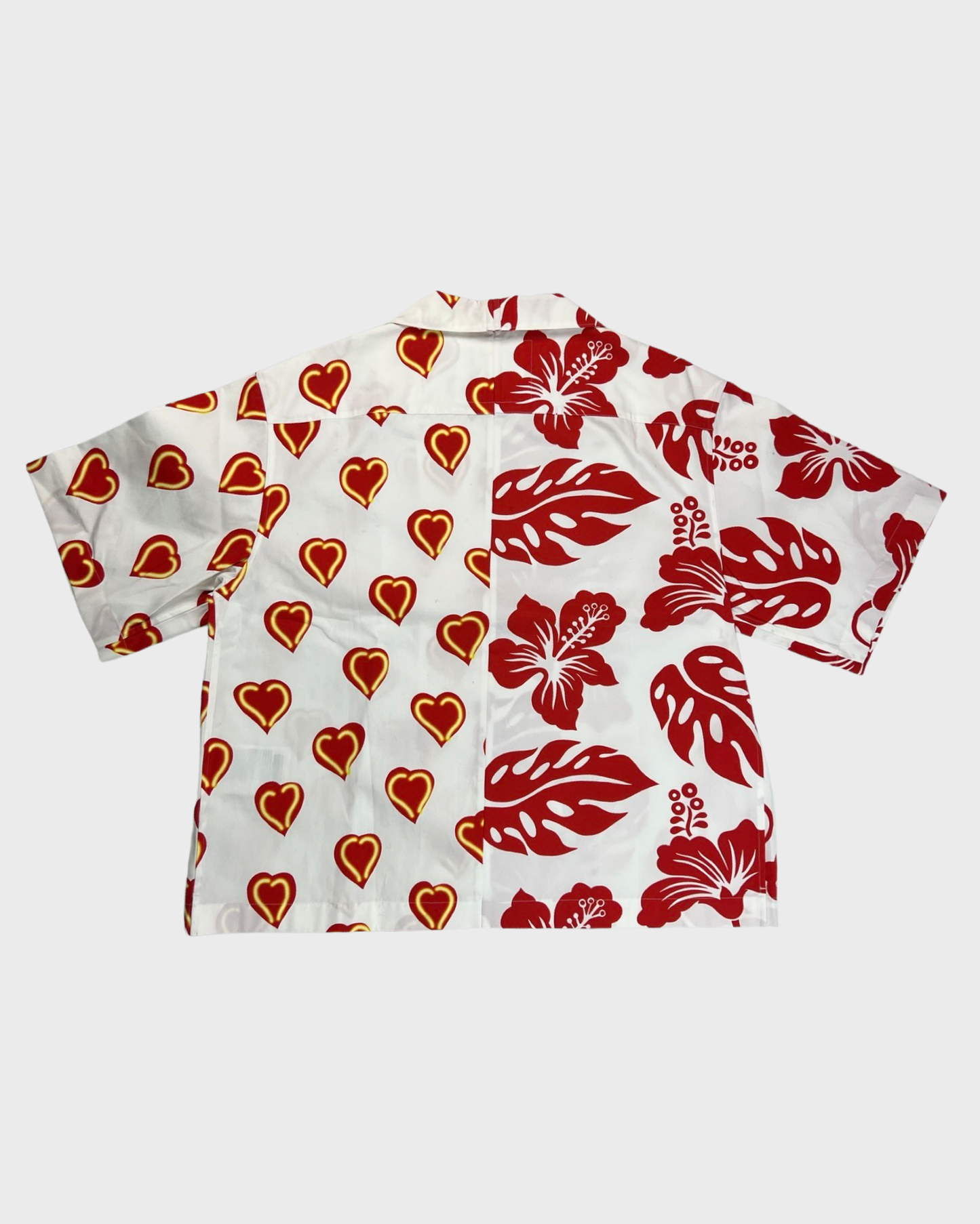 Prada Double Match split bowling shirt hearts & flowers SZ:M