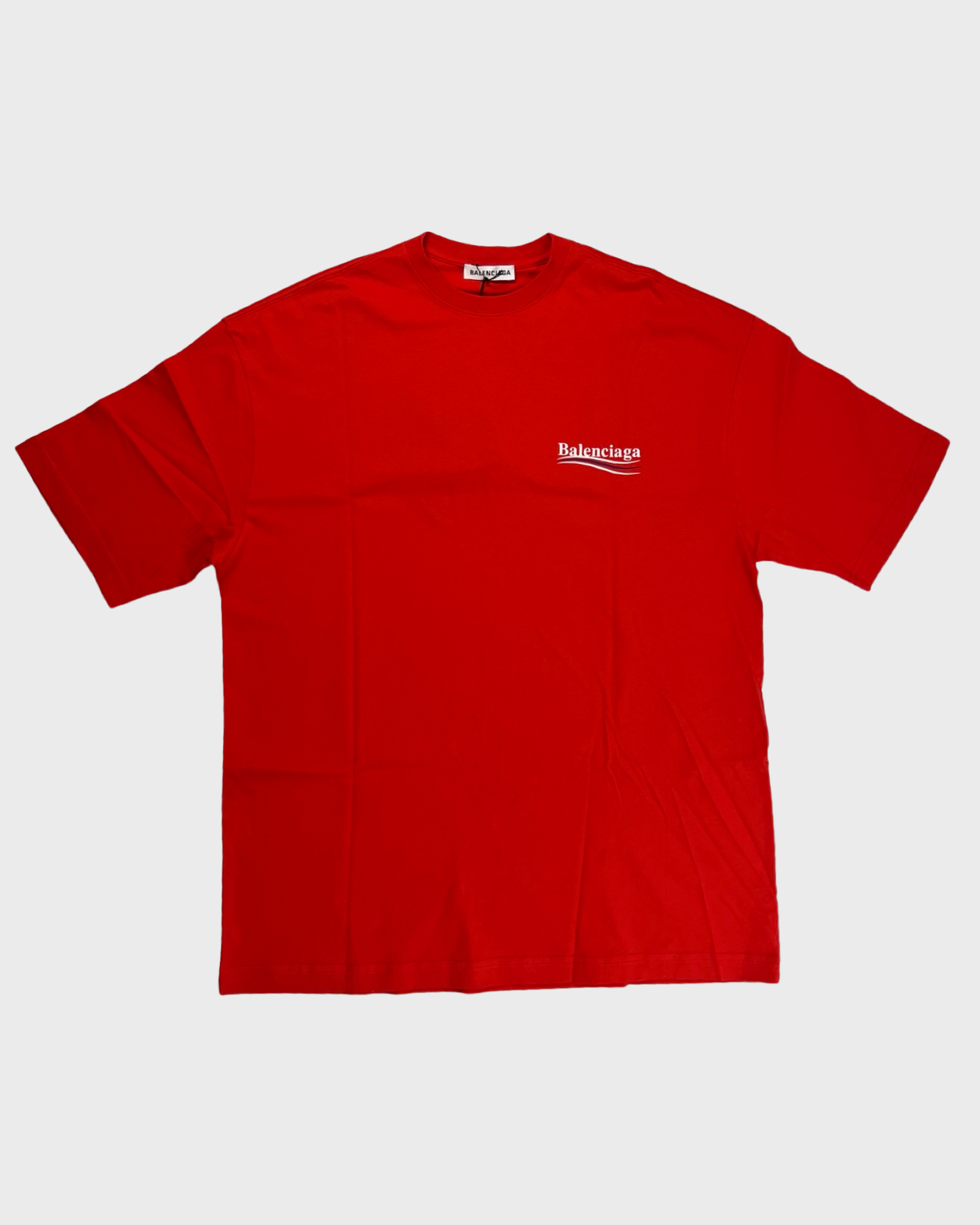 Balenciaga red politcal logo campaign T-Shirt Red SZ:XS