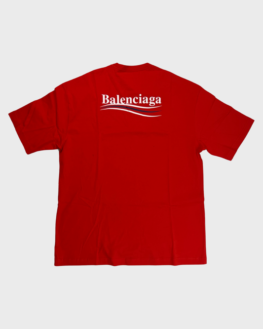 Balenciaga red politcal logo campaign T-Shirt Red SZ:S