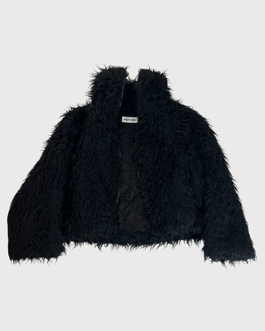 Balenciaga AW20 cropped faux fur cropped furry jacket SZ:36