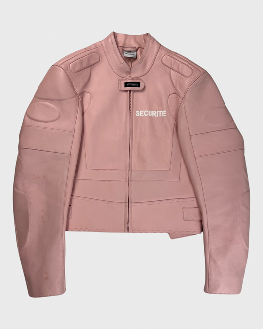 Vetements AW17 Securite PINK MOTO Leather Jacket SZ:XS