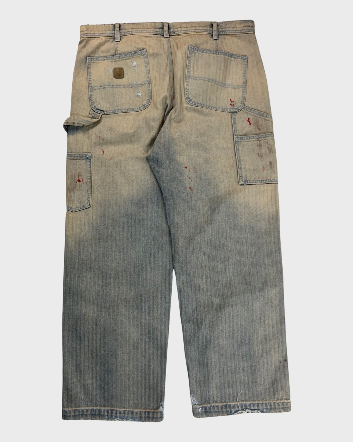 Enfants Riches Deprimes Straight Leg Paint-Splattered Distressed Herringbone Jeans SZ:W36