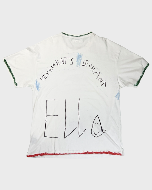 Vetements AW18 ELLA scribbled elephant tee SZ:M