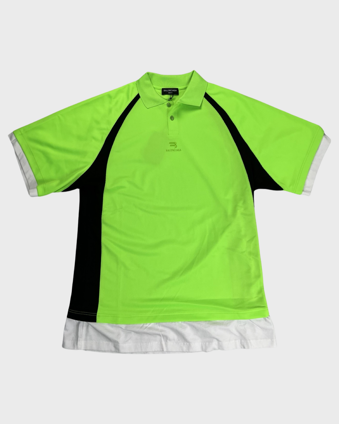 Balenciaga Sporty B neon green layered polo T-Shirt SZ:XS