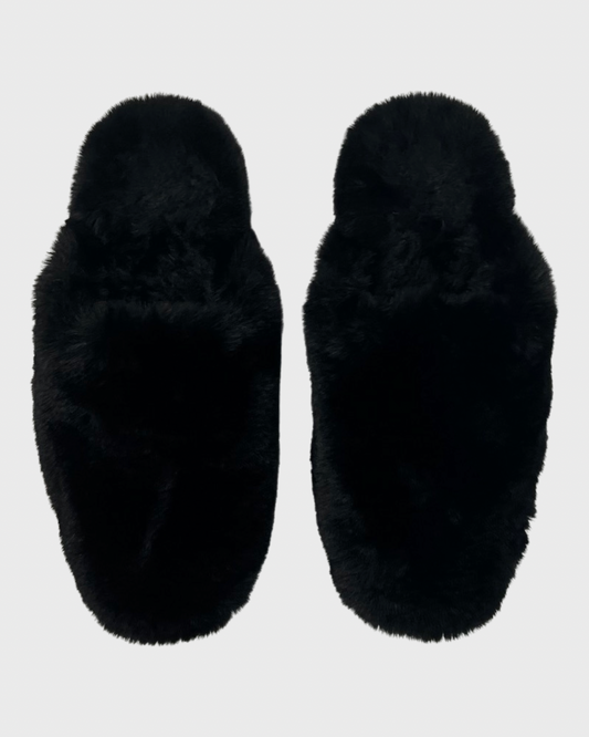 Balenciaga faux fur mules in black SZ:41