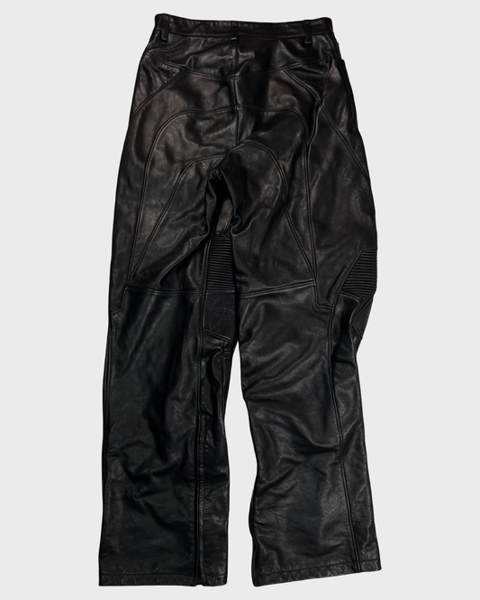 Balenciaga SS23 mudshow runway heavy biker moto leather pants in black SZ:S