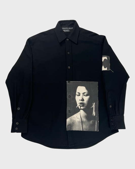 E.R.D. Smoking lady wool button up Shirt SZ:M|L