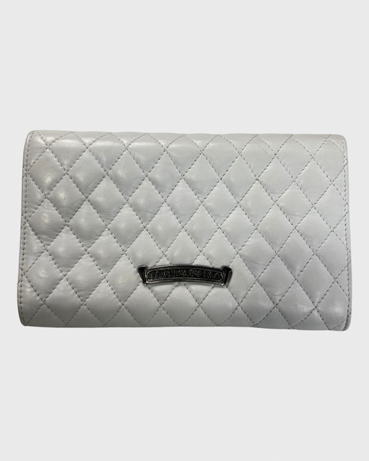 Chrome Hearts quilted white Wallet with silver crosses SZ:OS