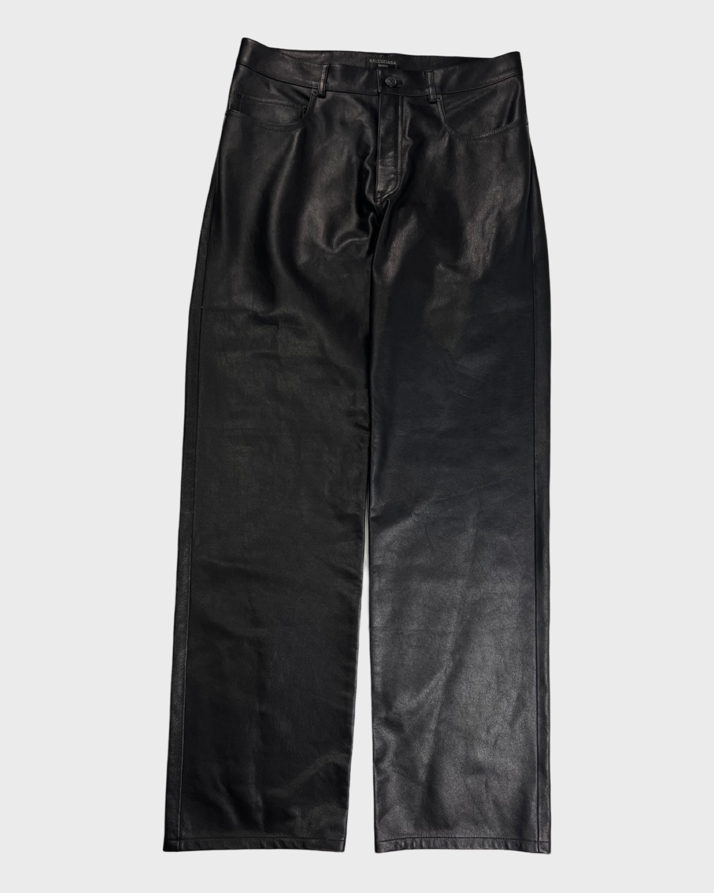 Balenciaga AW22 baggy Leather Pants Black SZ:M