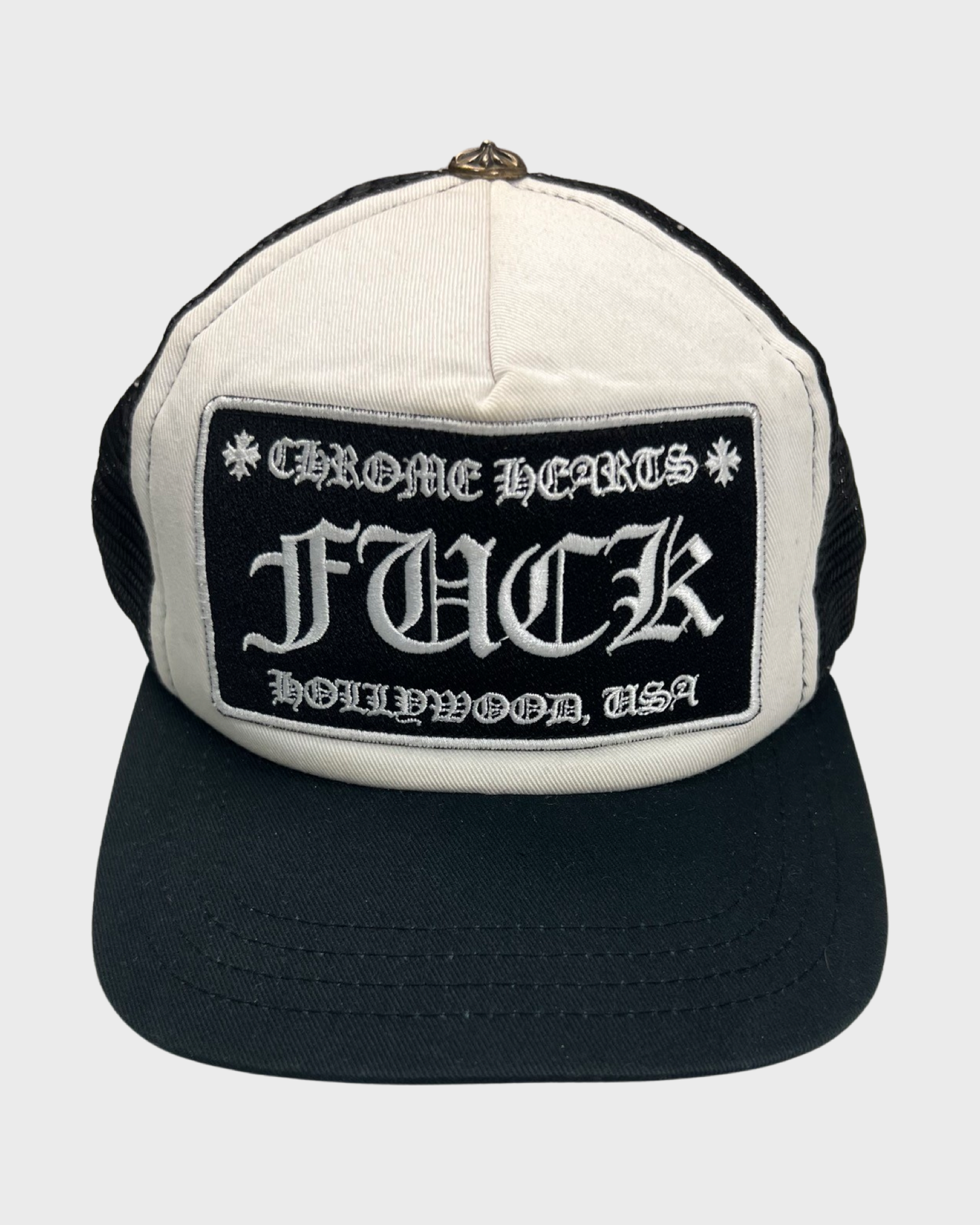 Chrome Hearts Black/ White Fuck Trucker hat SZ:OS